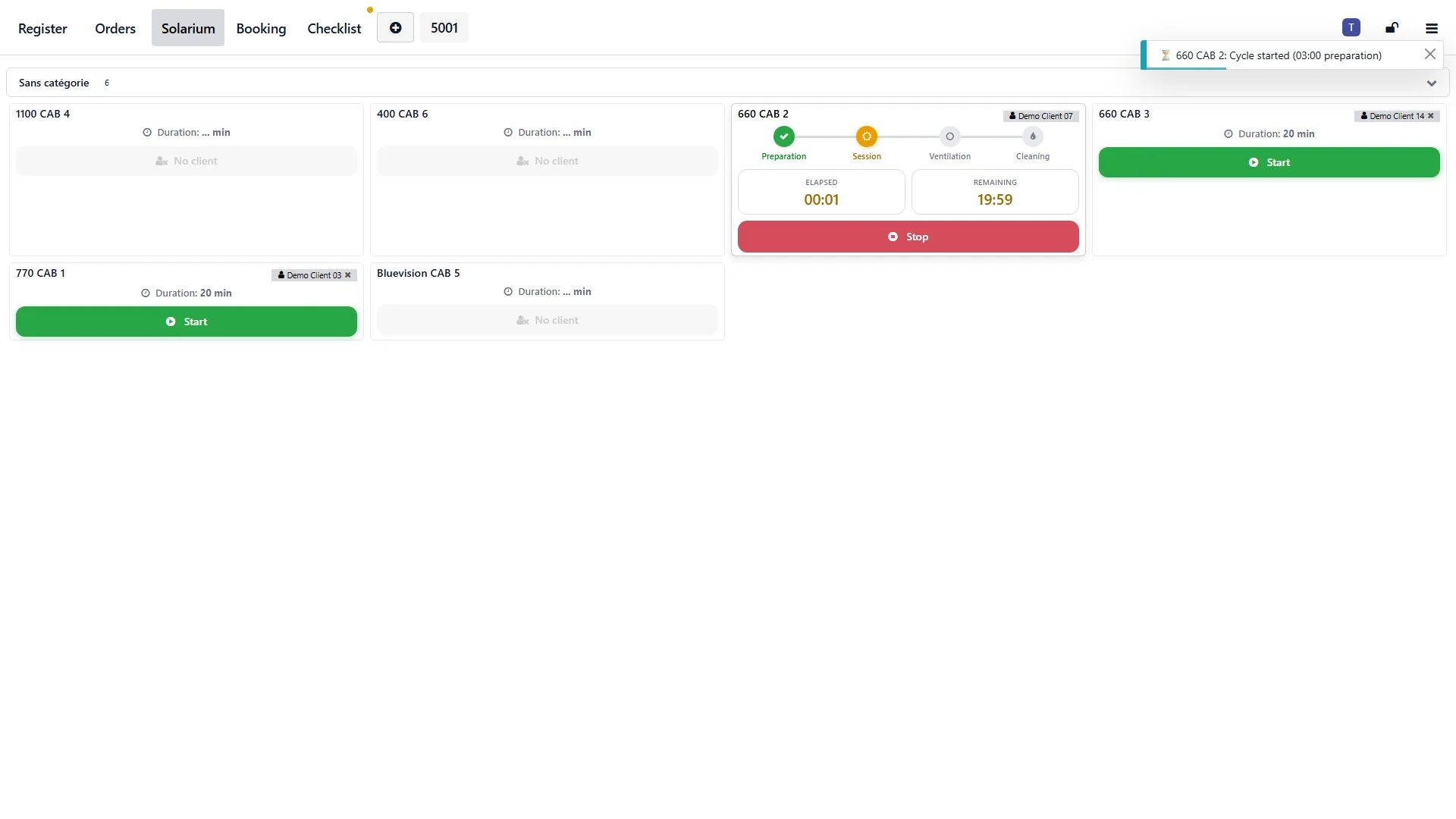 Solaryx solarium session running timer