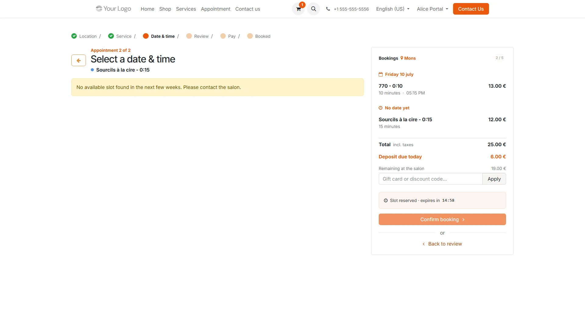 Online reserveren: overzicht van de reservatie