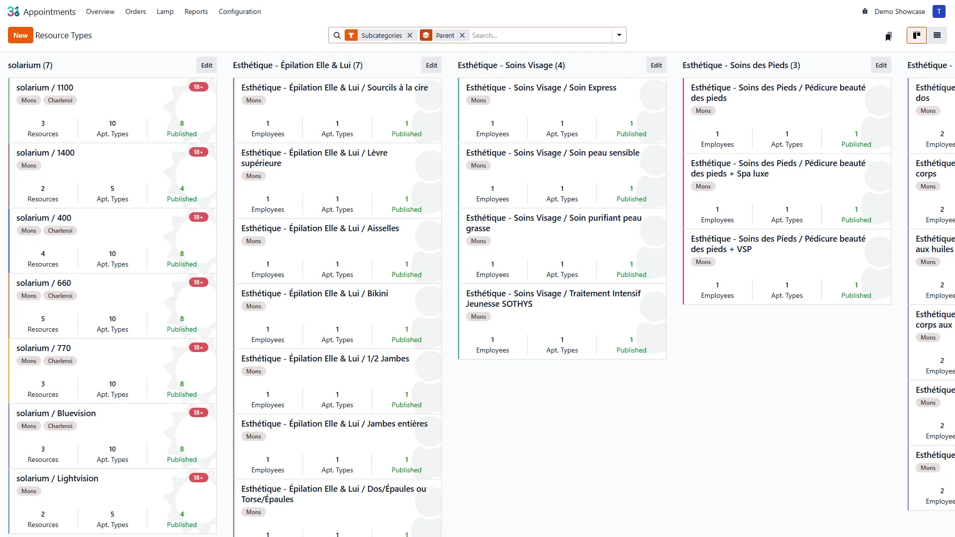 Configuration des types de ressources Solaryx
